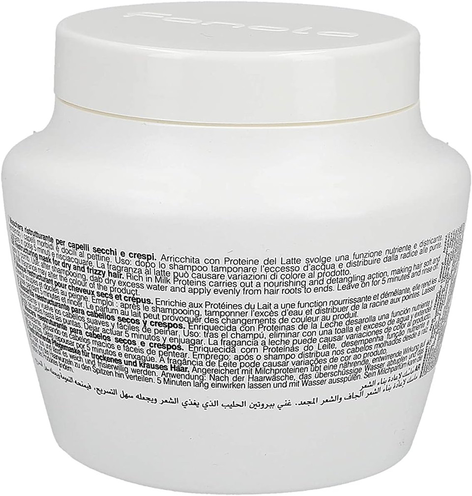 Fanola Restructuring Mask, Nourishing and Detangling Action for Dry and Frizzy Hair, Enriched Formula with Milk Proteins, 500