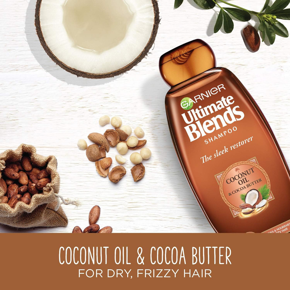 Garnier Ultimate Blends Shampoo & Conditioner Set | Sleek Restorer With Coconut Oil & Cocoa Butter Smoothing for Sleek, Smooth, Frizz-Free Hair | 360 ml |