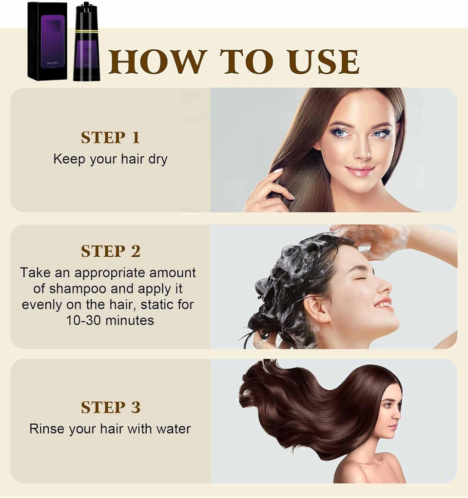 Polar Hair Dye Shampoo, Polar Haircare Hair Instant Dye Shampoo, Natural Color for Women & Men (Black)