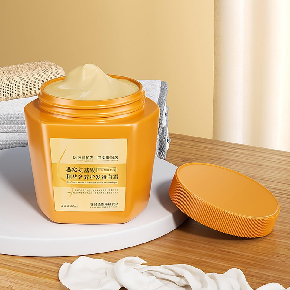 Amino Acid Essence Luxury Nourishing Hair Protein Cream, Birds Nest Hair Cream, Moisturizing Repair Hair Care Conditioner, Deep Conditioner For Dry, Frizzy And Damaged Hair (3)