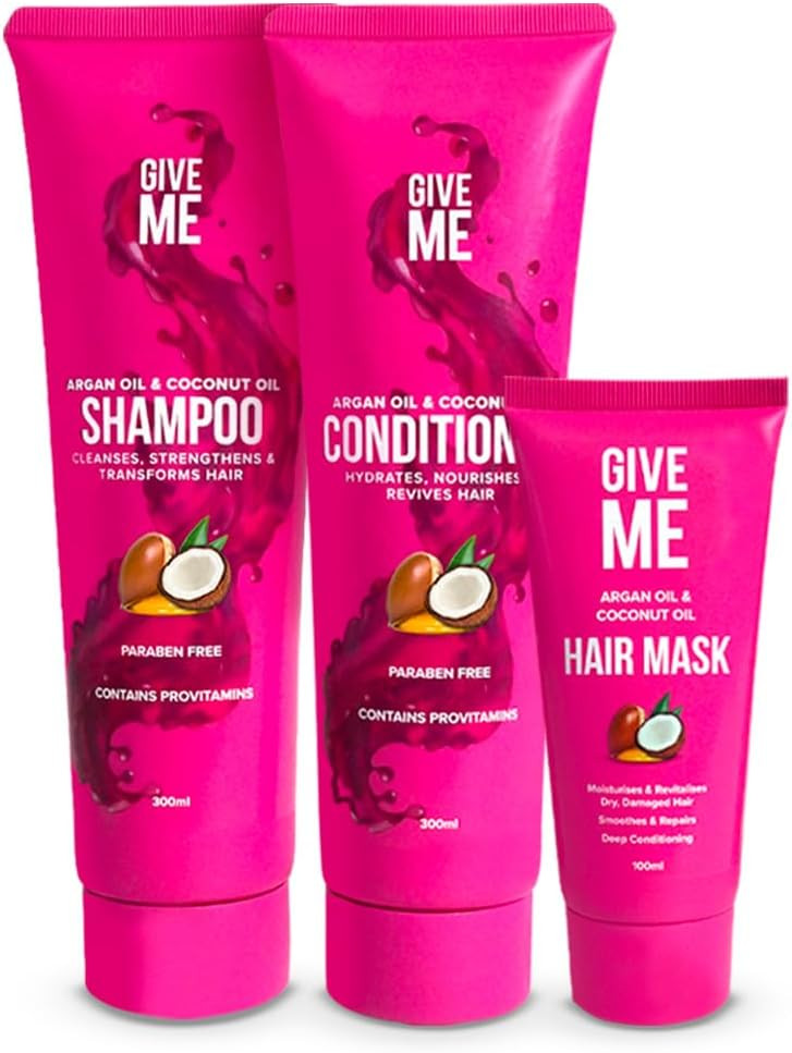 Give Me Cosmetics, Shampoo and Conditioner Sets, with Hair Mask, Aloe Vera & Coconut Oil, for Dry Damaged, Silicone, Sulphate & Paraben Free, Haircare Gift Set for Teenage Girls Women