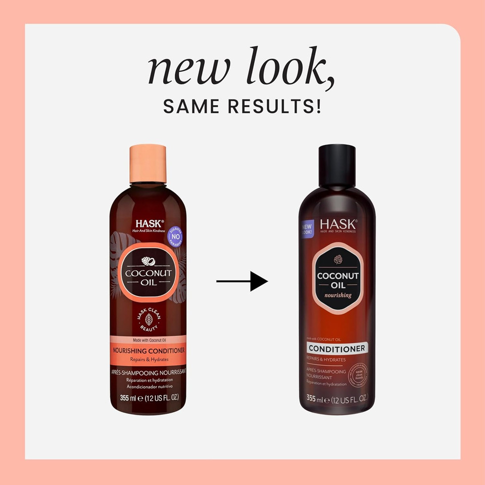 HASK Coconut Nourishing Conditioner for all hair types, colour safe, gluten-free, sulfate-free, paraben-free - 1 355 mL Bottle