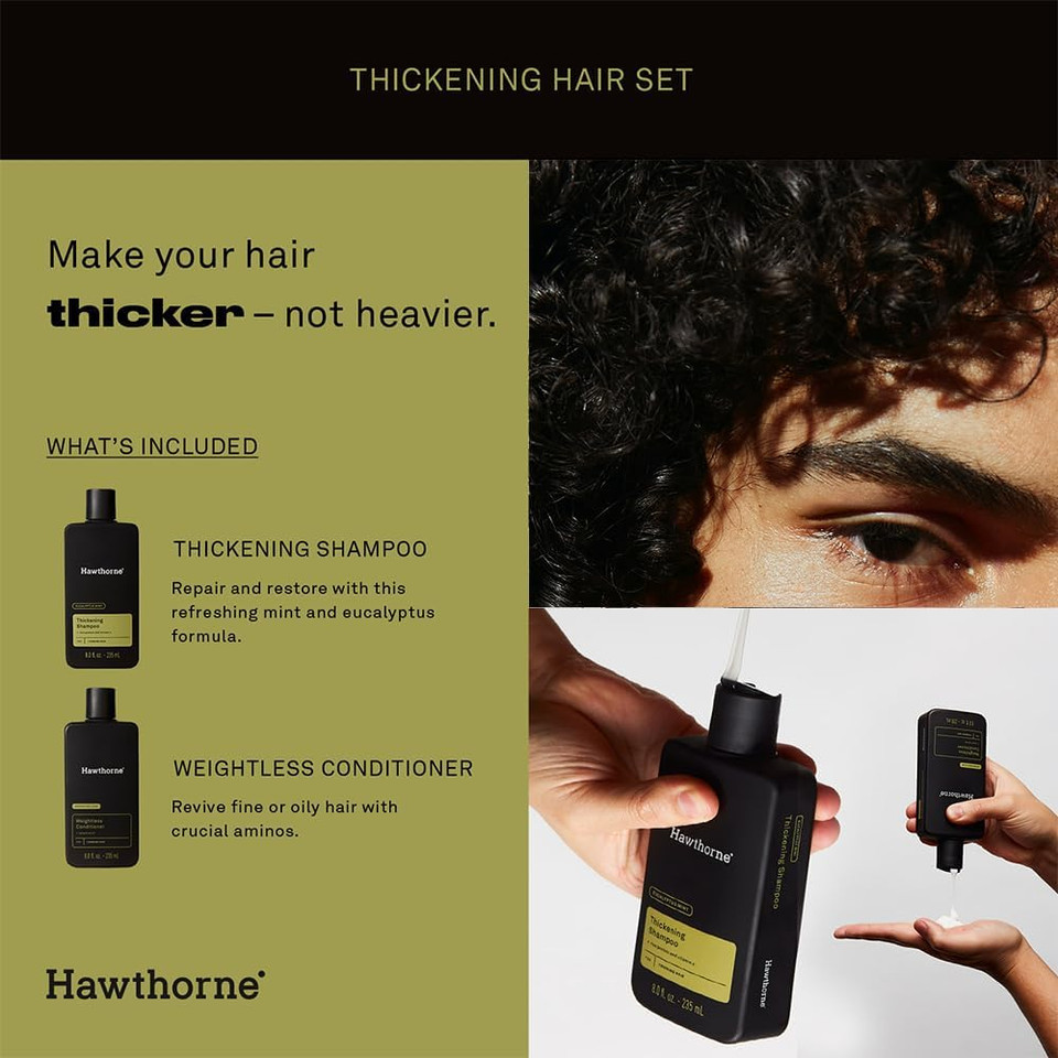 Hawthorne Hair Care Shampoo & Conditioner for Men Contains Thicker Shampoo and Weightless Conditioner