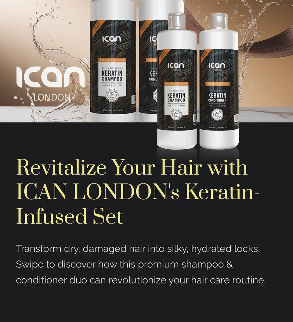 ican London Keratin Shampoo & nourishing sulfate free conditioner sets 500ml x 2