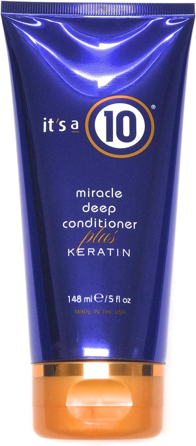 It's a 10 Haircare - Miracle Deep Conditioner Plus Keratin Hair Mask, Smoothing and Moisturising for Dry, Damaged Hair, Colour Safe, Natural Ingredients, 148ml