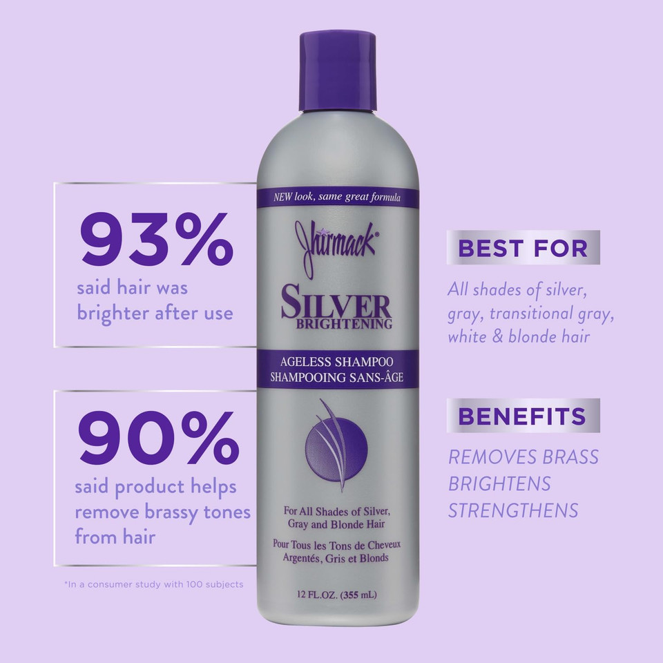 Jhirmack Silver Brightening Purple Shampoo And Conditioner Set For All Types Of Silver, Grey, And Blonde Hair