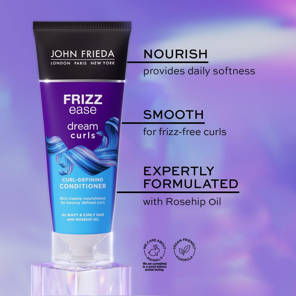 John Frieda Frizz Ease Dream Curls Shampoo, Conditioner and Styling Spray Bundle for Curly, Wavy Hair