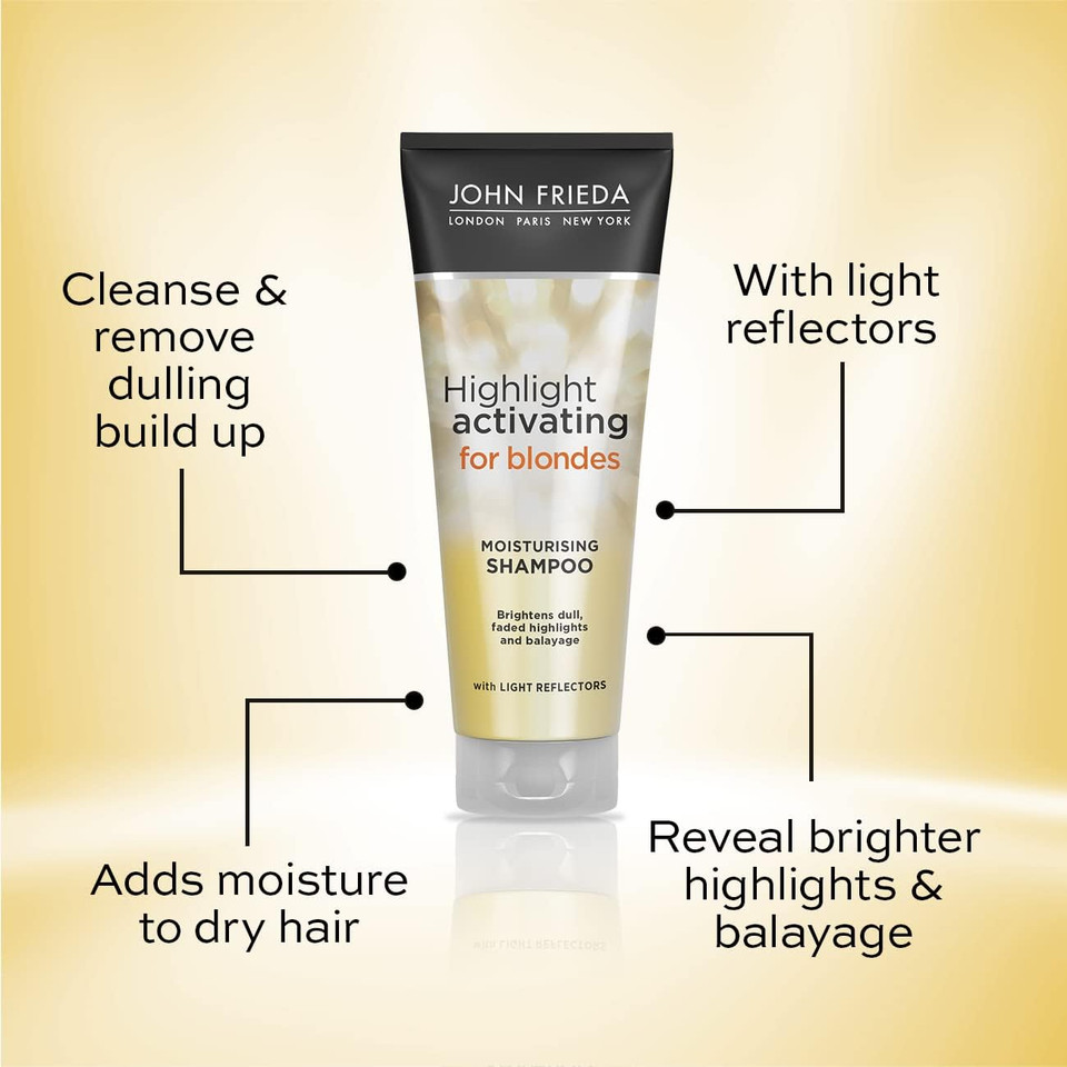 John Frieda Highlight Activating For Blonde Hair, Citrus, Moisturising Shampoo, 250 ml (Pack Of 2) John Frieda Highlight Activating For Blonde Hair, Citrus, Moisturising Shampoo, 250 ml (Pack Of 2)