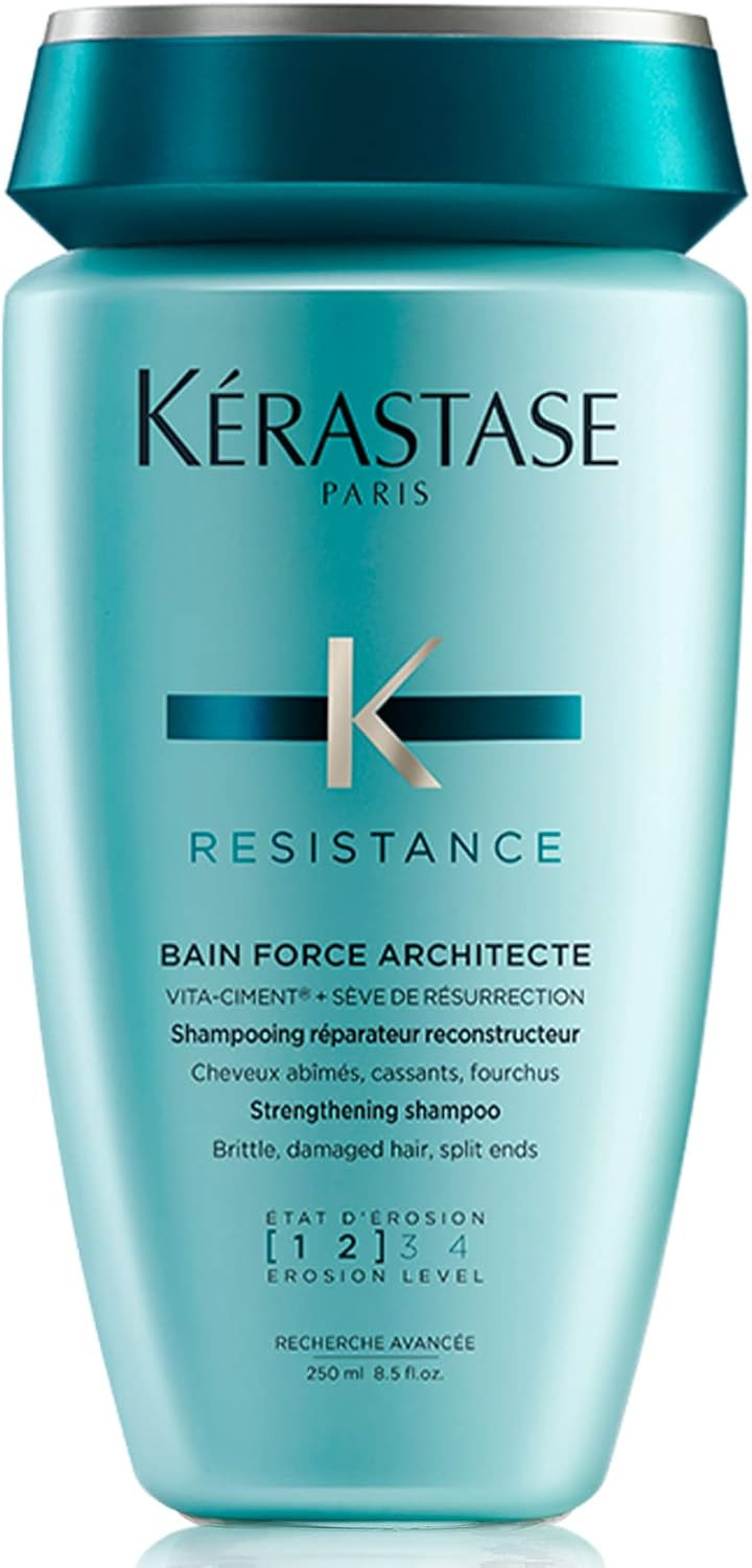 Kérastase Resistance, Daily Strengthening Shampoo, For Brittle, Damaged Hair & Split Ends, With Vita-Ciment Complex, Bain Force Architecte