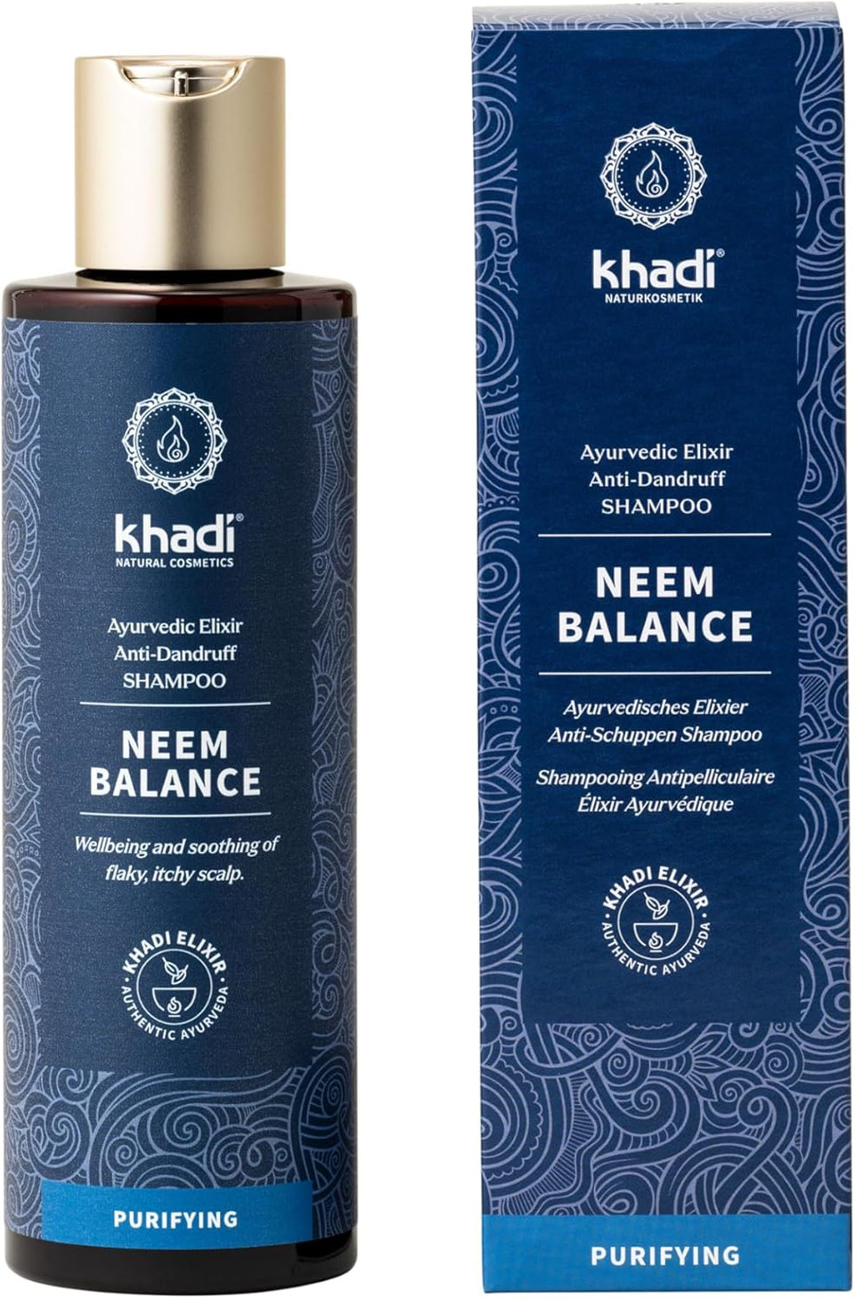 khadi NEEM BALANCE Ayurvedic Shampoo, 100% natural, silicone & sulfate-free, Against dandruff & itching, Neem soothes inflamed itchy scalp, Vegan hair care, Natural cosmetics, 200ml