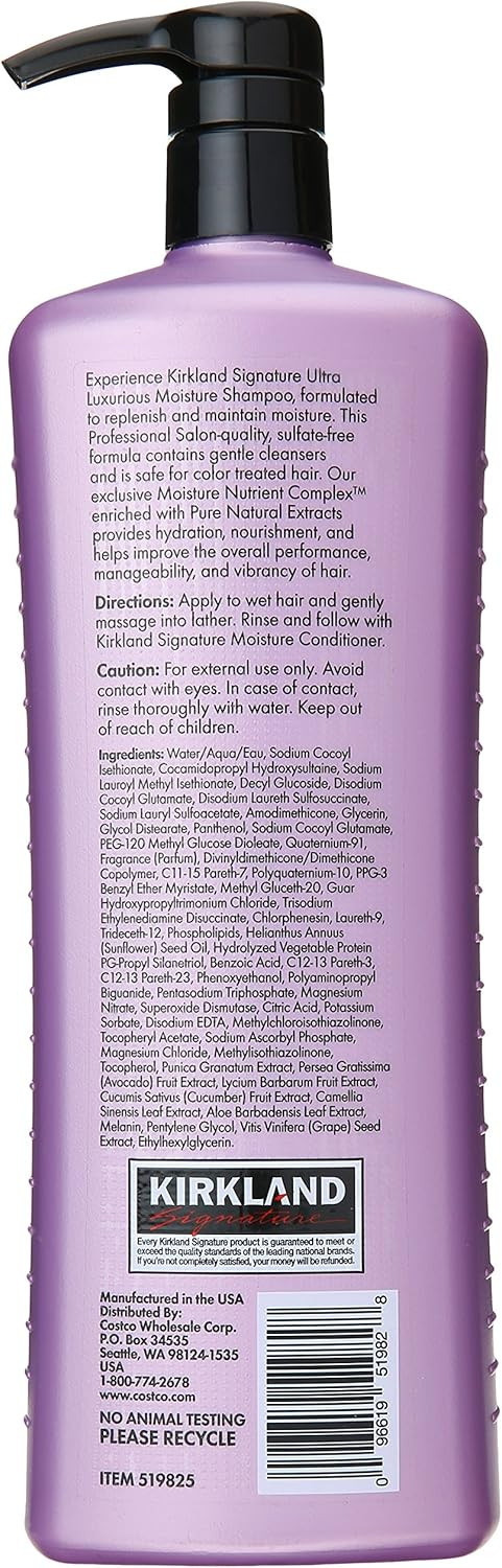 Kirkland Signature Professional Salon Formula Moisture Shampoo 33.8 Ounce Bottle