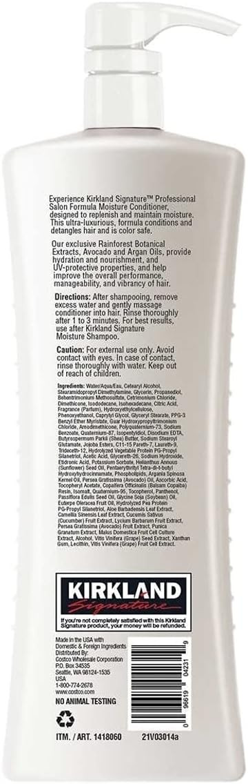 Kirkland Signature Professional Salon Formula Moisture Conditioner 33.8 Ounce Bottle