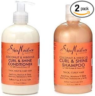 Shea Moisture Coconut and Hibiscus Curl and Shine Shampoo 379ml and Conditioner 379ml