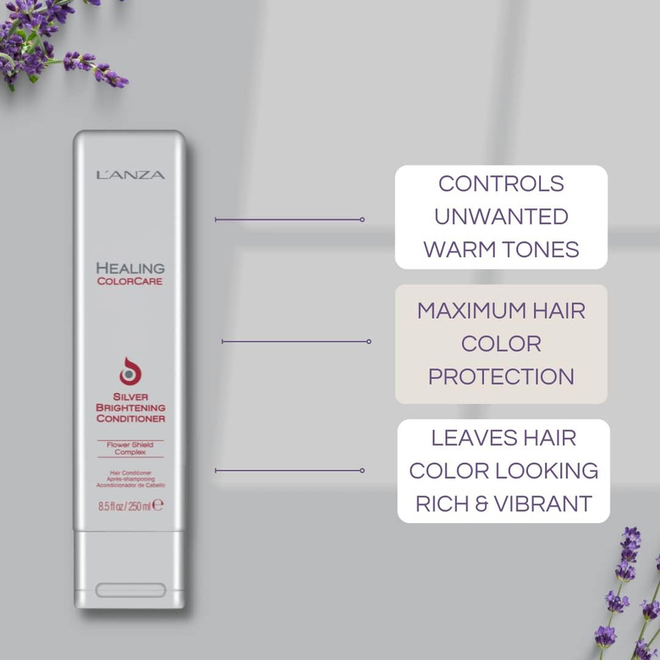 LANZA Healing ColorCare Silver Brightening Shampoo, for Silver, Gray, White, Blonde & Highlighted Hair - Boosts Shine and Brightness while Healing, Controls Unwanted Warm Tones (50ml)