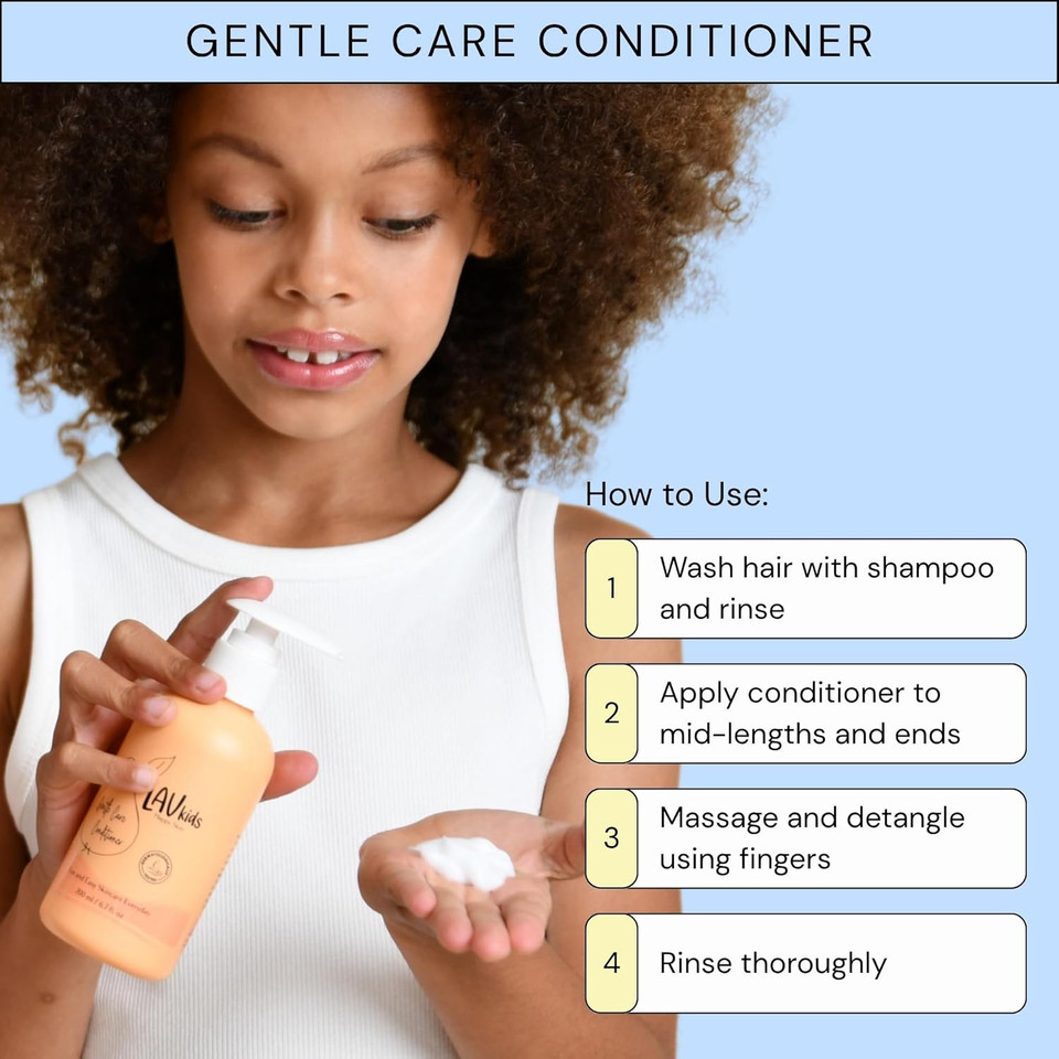 Lav Kids Natural Hair Care Bundle for Daily Use, Algae Extract and Moisturizing in Mesh Bag (3)