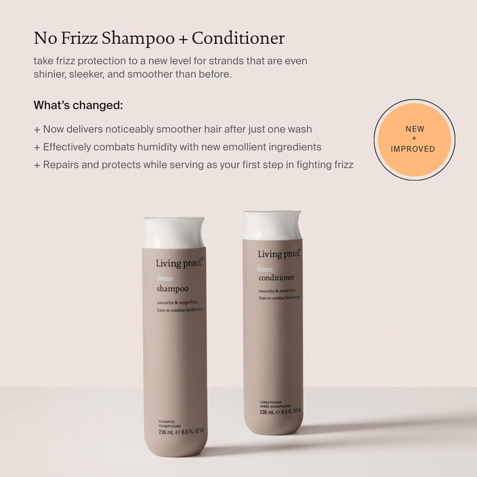 Living Proof No Frizz Shampoo & Conditioner | Smooths Frizz & Adds Hair Shine | Humidty Protection | Silicone Free | Paraben Free | Cruelty Free