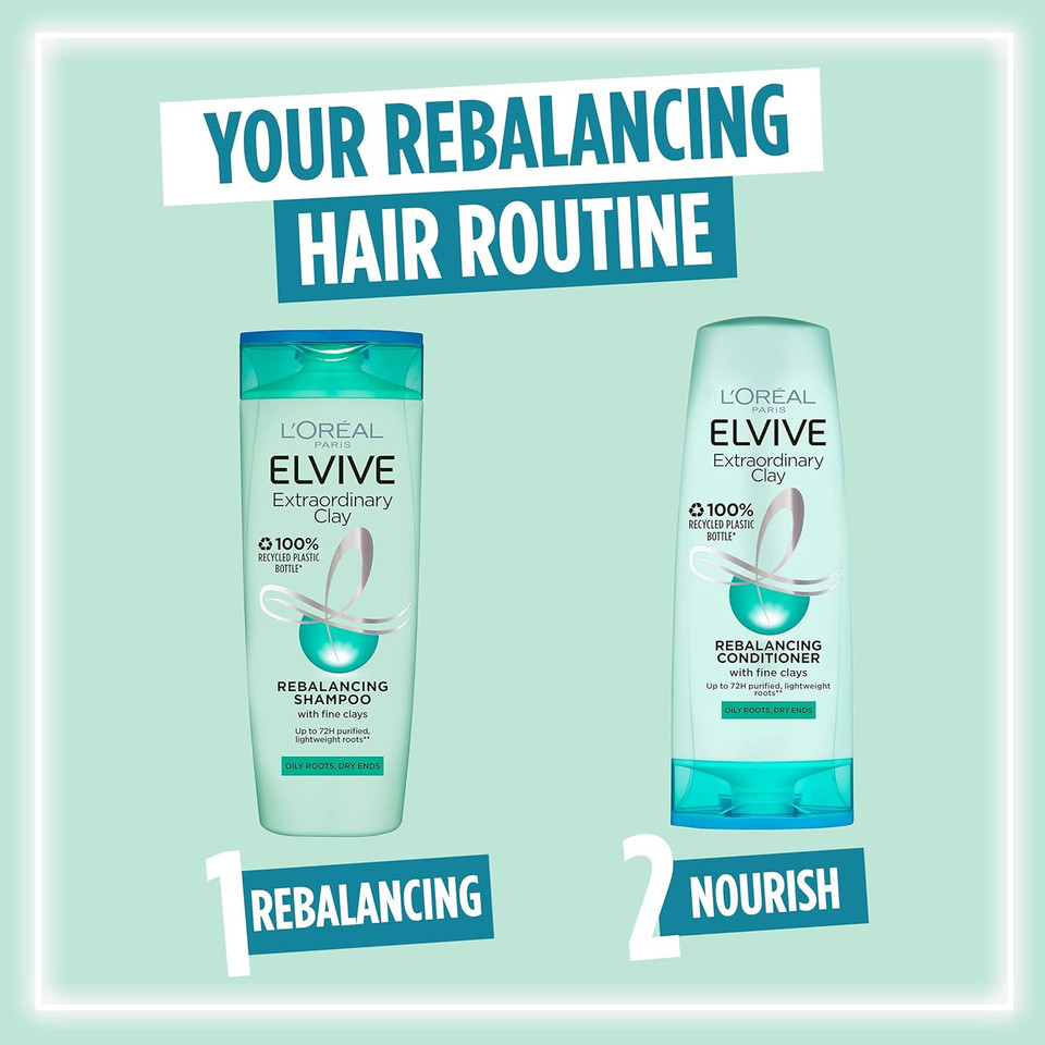 Elvive Haircare L'Oréal Extraordinary Clay Re-Balancing Conditioner, 400ml, (Pack of 1)