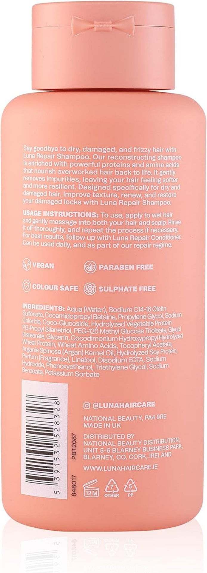 Luna Professional Haircare Repair Shampoo - Restorative Hair Care for Dry & Damaged Hair - Reconstructing Beauty Formula for Softer, Resilient Locks - Deep Cleansing & Protection - 300ml