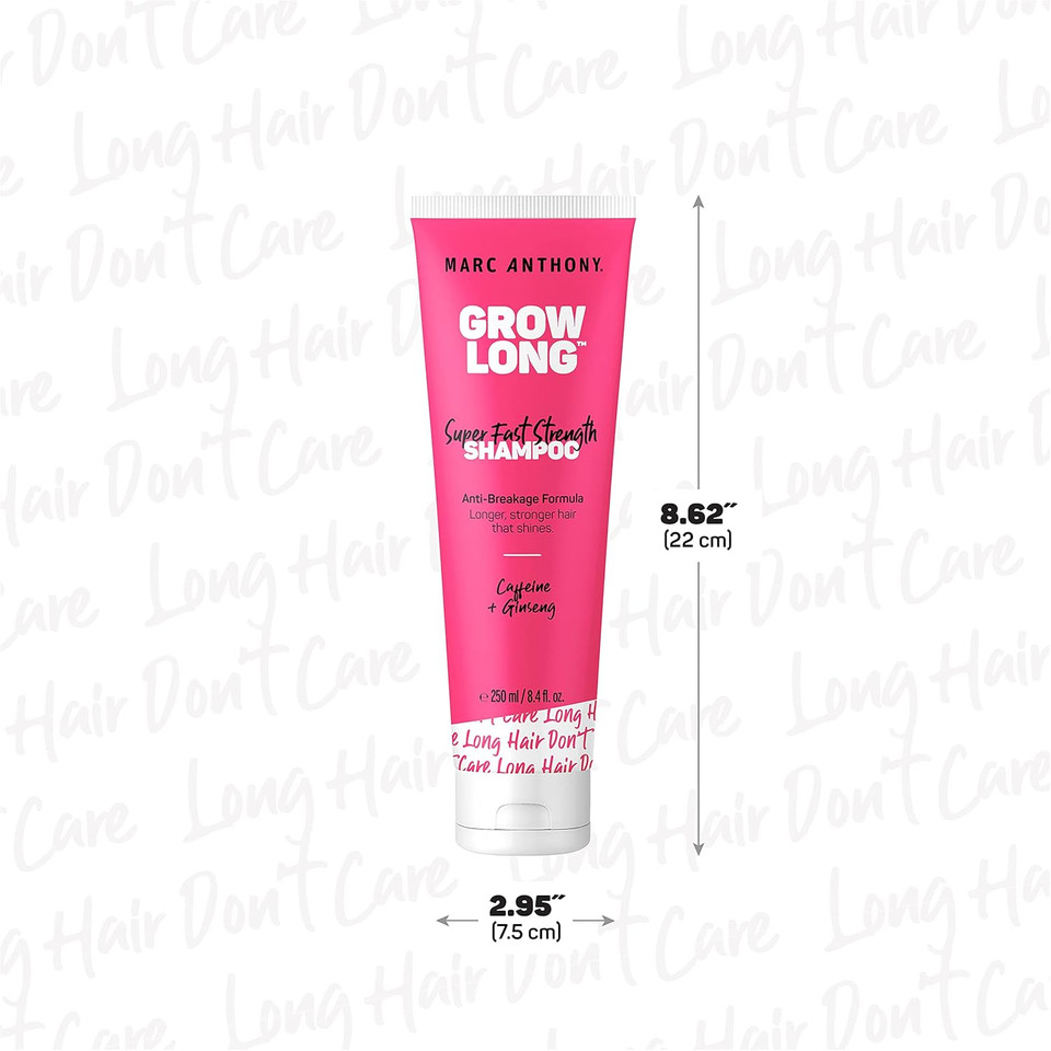Marc Anthony Strengthening Grow Long Super Fast Strength 8.4 onzas tubo, sin sulfatos, champú, cafeína y champú con infusión de ginseng