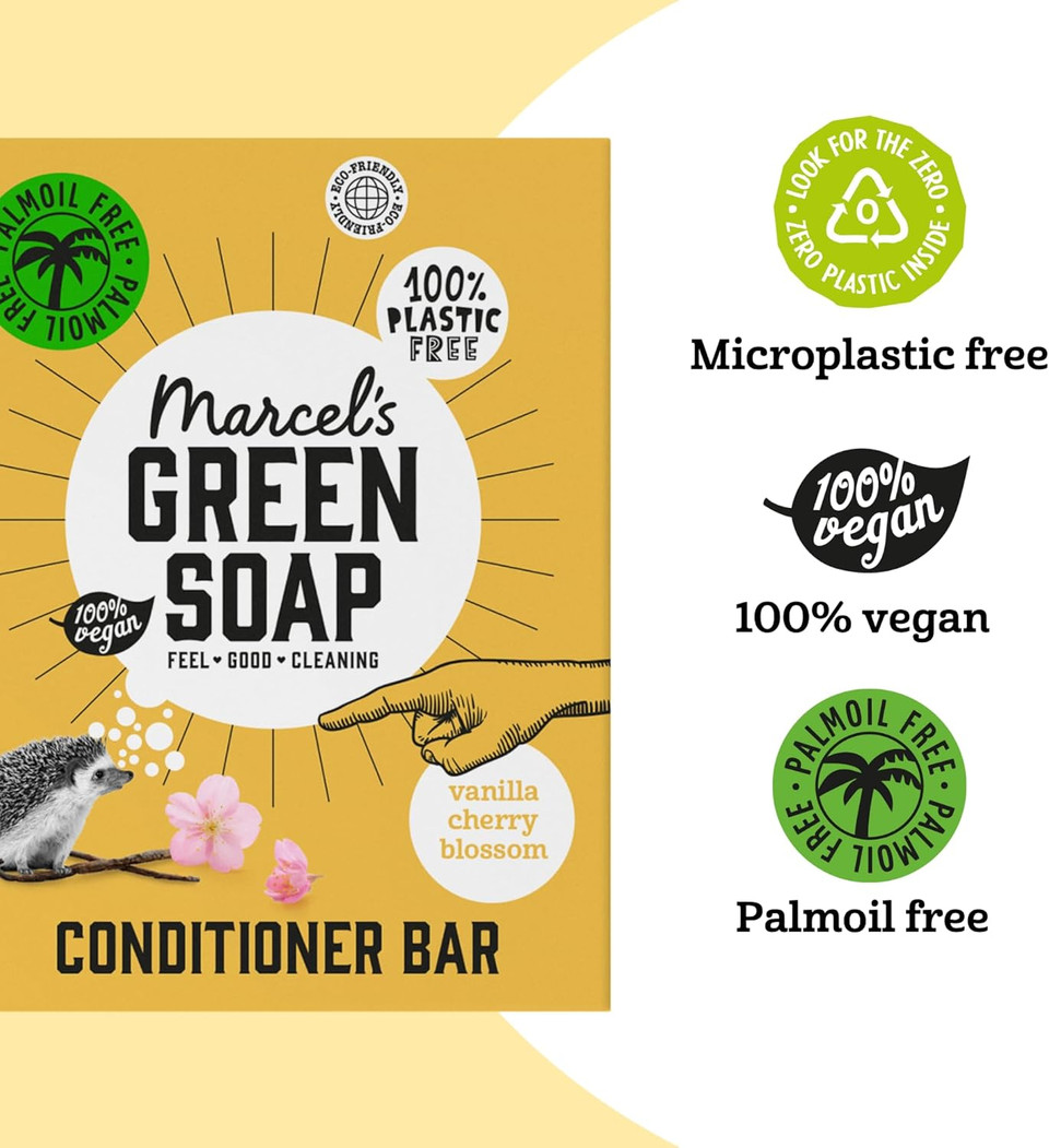 Marcel's Green Soap - Hair Conditioner Bar Argan & Oudh - Eco-Friendly - Zero Plastic Packaging - Palm Oil Free - Vegans - Compact and Long-Lasting - 60 grams