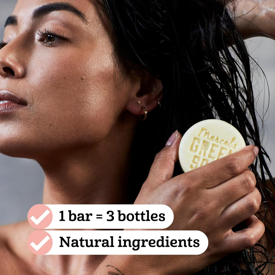 Marcel's Green Soap Hair Conditioner Bar Argan & Oudh - Eco-Friendly, Zero Plastic Packaging - Free from Palm Oil, Suitable for Vegans, Compact and Long-Lasting, 60 grams (Pack of 2)
