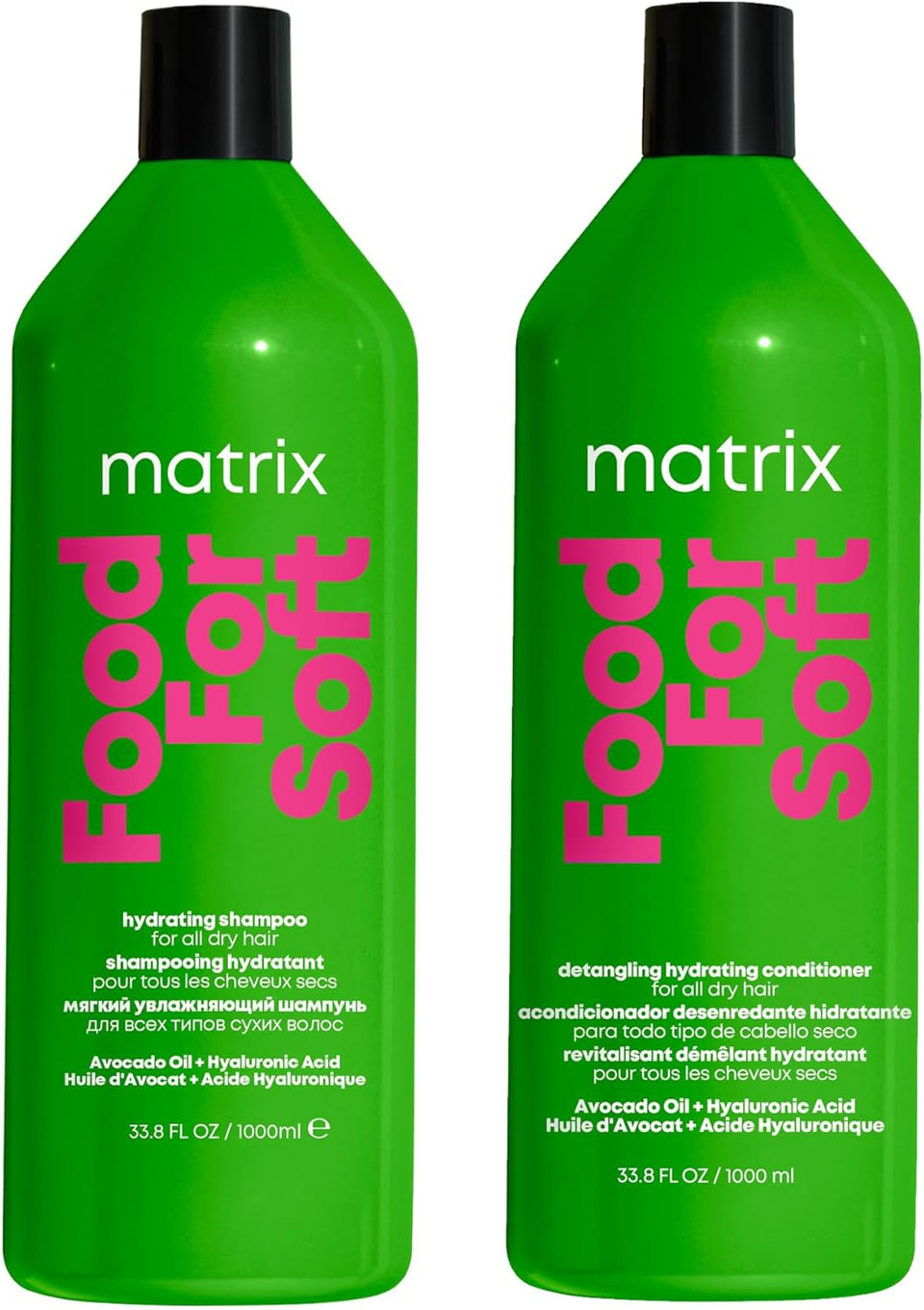 Matrix DUO Food For Soft Hydrating Shampoo with Avocado Oil and Hyaluronic Acid, for dry hair 1000ml & Food For Soft Detangling Conditioner with Avocado Oil and Hyaluronic Acid, for dry hair 1000ml