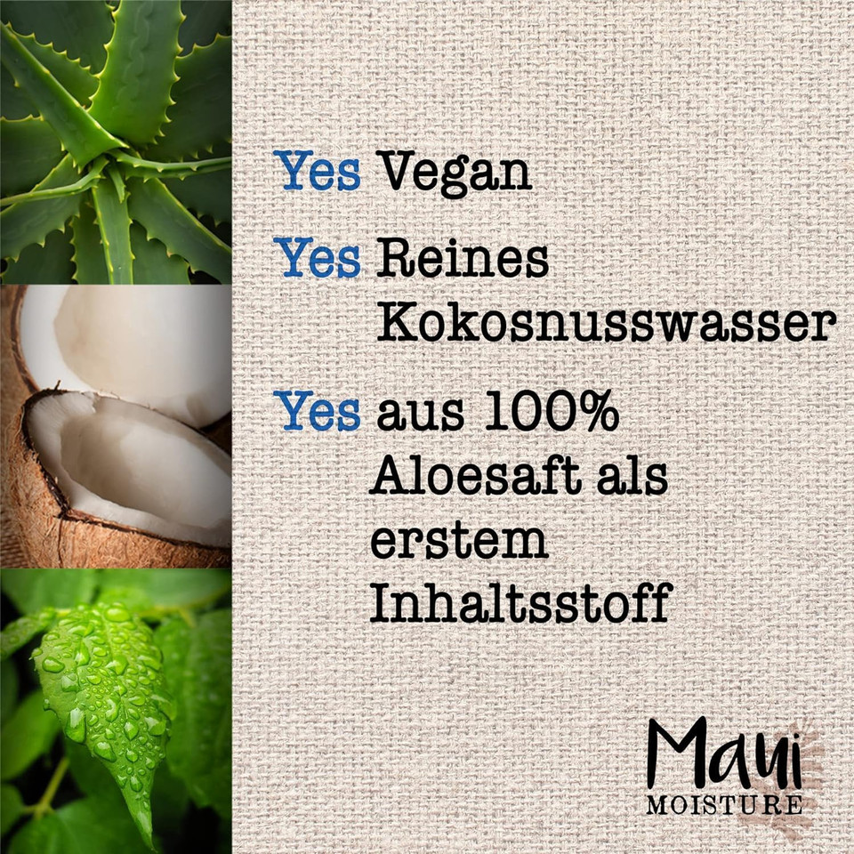 Maui Moisture Vegan Shampoo for Dry Hair, Coconut & Aloe Vera, 385 ml (Pack of 2)