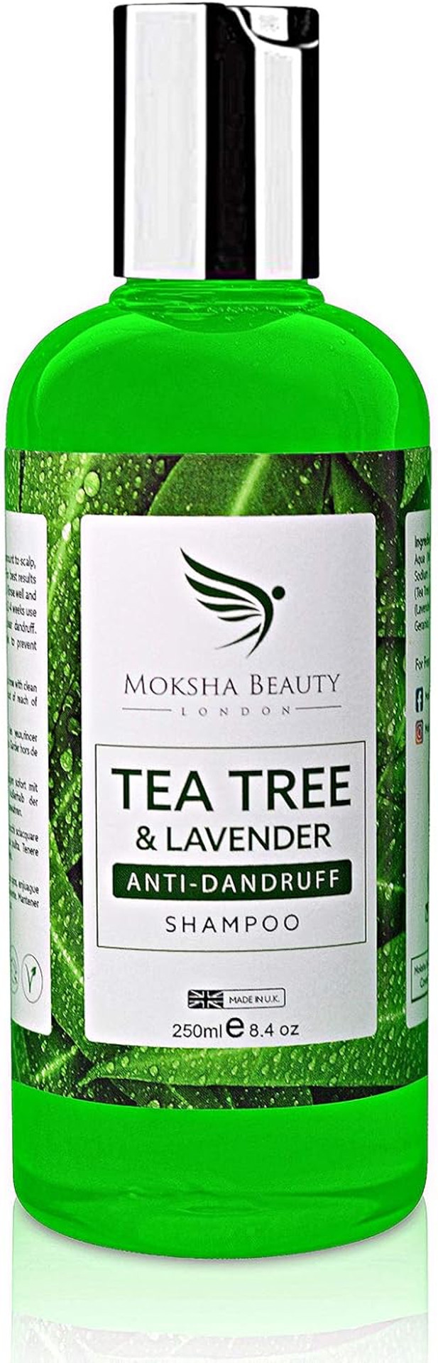 Tea Tree Anti Dandruff Shampoo - [Made In UK] Therapeutic Grade Antifungal Tea Tree Shampoo for Dry Itchy Flaky Scalp and Dandruff Hair for Men & Women, 250ml