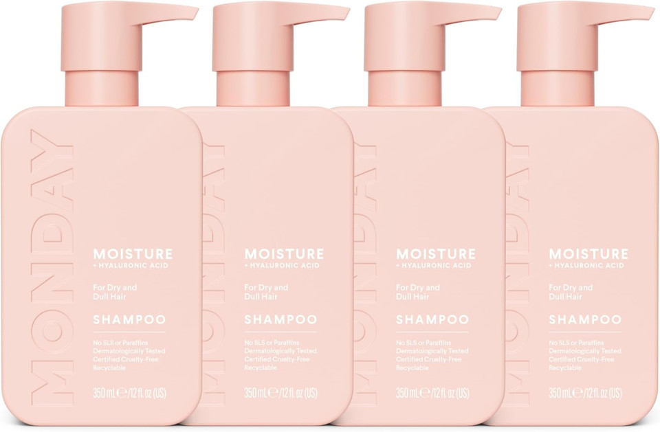 MONDAY 4 x 350 ml Haircare MOISTURE Conditioner with Hyaluronic Acid, Coconut Oil & Shea Butter for Dry & Dull Hair