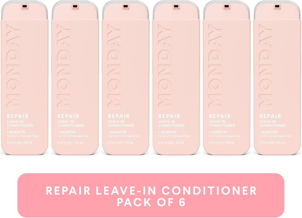 MONDAY Haircare 6 x 150 ml MOISTURE Leave-In Conditioner with Hyaluronic Acid, Jojoba & Almond Oil for Dry & Dull Hair