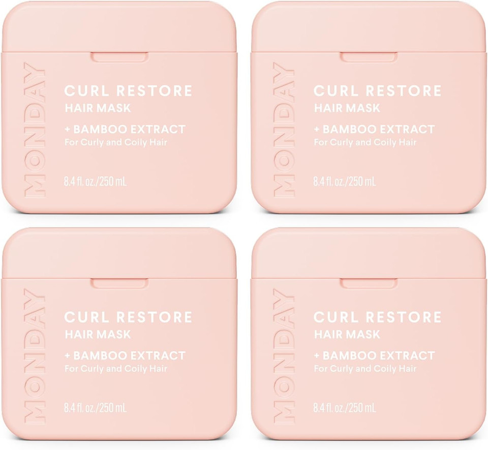 MONDAY Haircare 4 x 250 ml ANTI-FRIZZ Hair Mask with Shea Butter, Jojoba, Almond & Coconut Oil for Frizz-Prone Hair