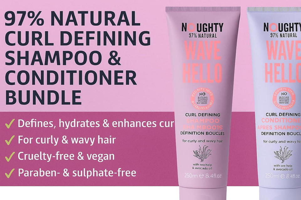 MM Noughty Wave Hello Shampoo & Conditioner Set 250ml | Curl Defining for Curly & Wavy Hair | 97% Natural, Vegan, Sulphate-Free, Paraben-Free Haircare Bundle for Frizz Control & Hydration