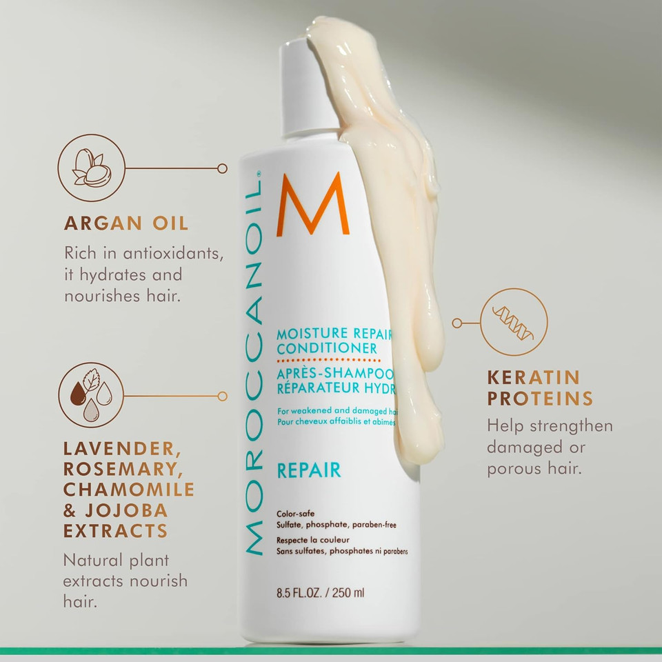 Moroccanoil Moisture Repair Shampoo and Conditioner Bundle, 250 ml Each