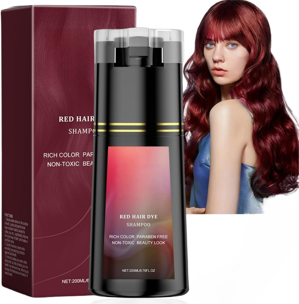 Polar Hair Dye Shampoo,Red Hair Dye Shampoo 3 in 1 for Ha/ir,Instant Hai/r Dyes Shampo/o,Ha/ir Dye S/hampoo,Hai/r Care Instant Dye Sha/mpoo,Long Lasting H/air Color Sham/poo,Permanent Colour(Red)