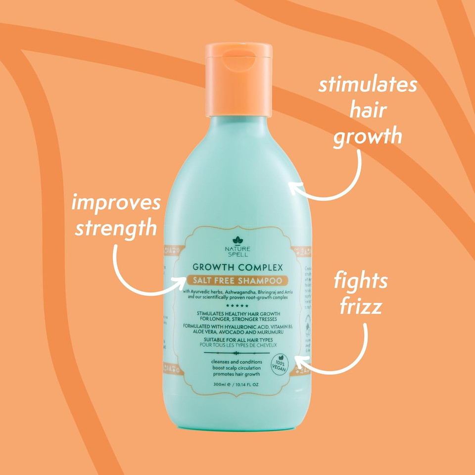 Nature Spell Growth Complex Shampoo and Conditioner, Hair Growth Oil and Hair Mask Set  Pack Of 4 Haircare Set Salt & Sulphate Free Hair Shampoo and Conditioner 300ml x2 400ml x1 100ml x1