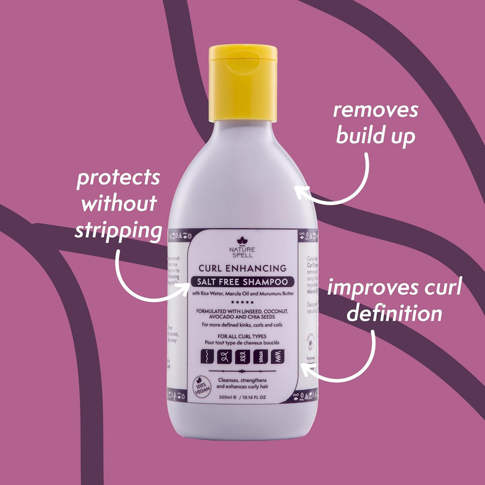 Nature Spell Curl Enhancing Haircare Collection, Includes Shampoo and Conditioner, Hair Mask & Leave-In Curl Cream, Nourishes & Strengthens Hair, 4 Products