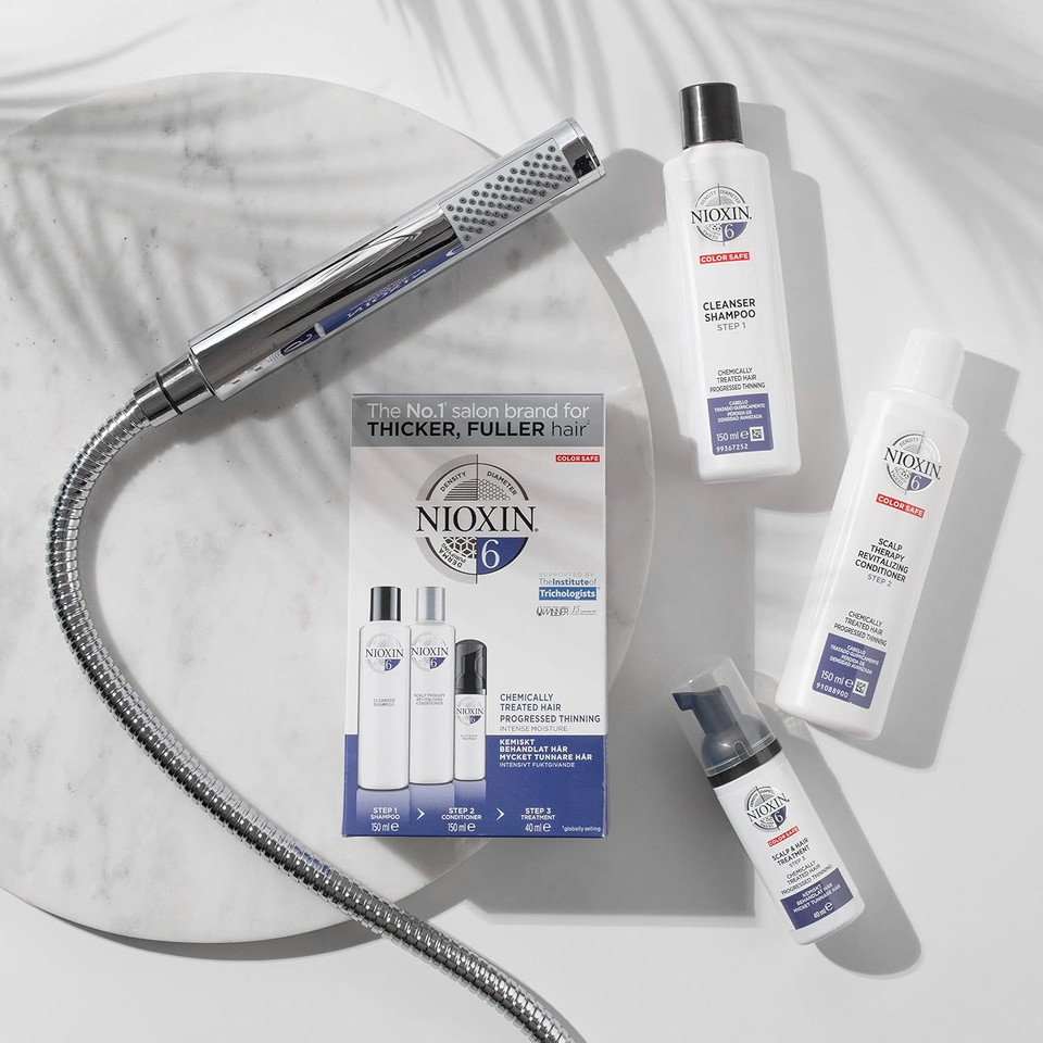 Nioxin 3-Part System, System 6, Chemically Treated Hair with Progressed Thinning Scalp & Hair Treatment