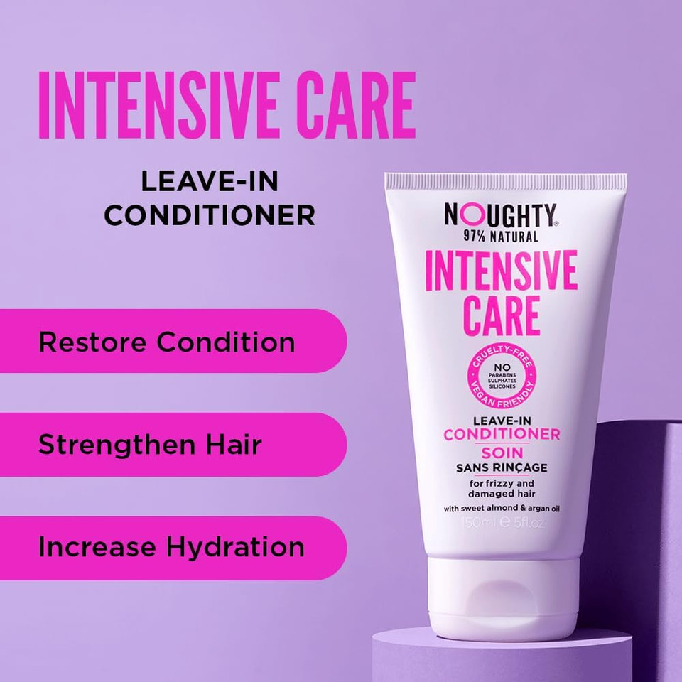 Noughty 97% Natural, Intensive Care Leave In Conditioner, Sulphate Free Vegan Haircare Hydrating Formula for Dry Frizzy & Dehydrated & Damaged Hair with Sweet Almond and Argan Oil 150ml