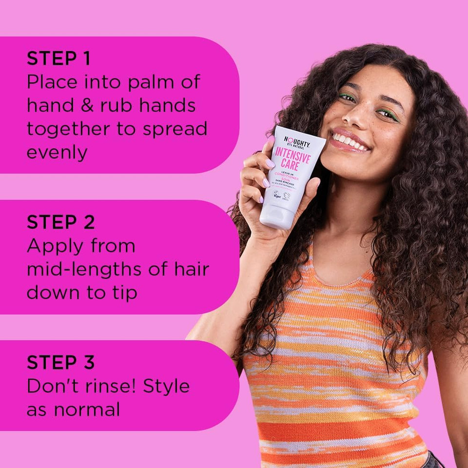 Noughty 97% Natural, Intensive Care Leave In Conditioner, Sulphate Free Vegan Haircare Hydrating Formula for Dry Frizzy & Dehydrated & Damaged Hair with Sweet Almond and Argan Oil 150ml