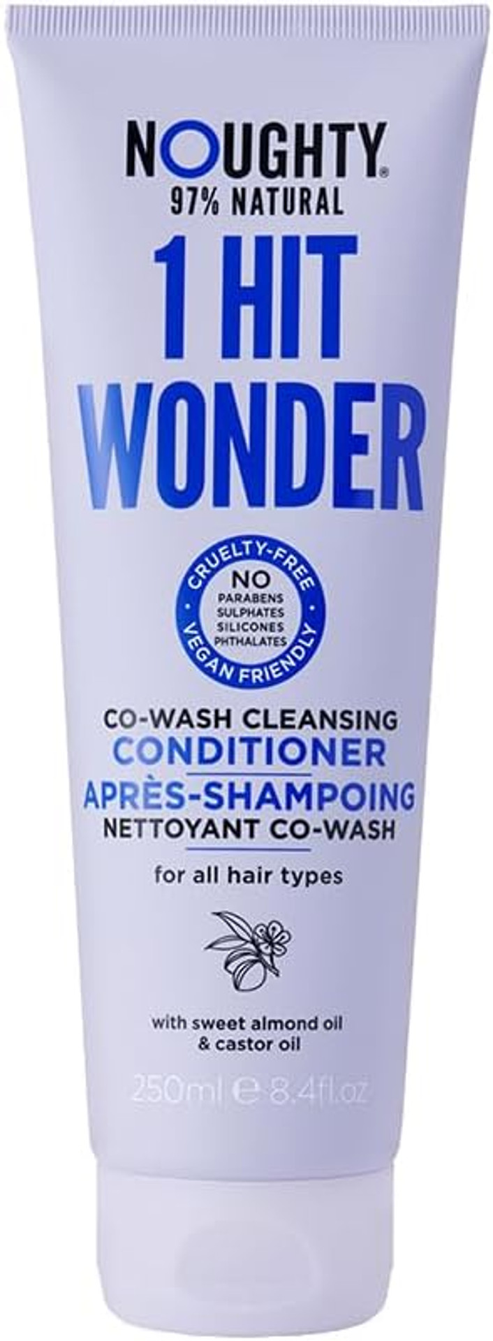 Noughty 1 Hit Wonder Cleansing Conditioner and Co-Wash with Sweet almond oil & castor oil, 97% Natural Sulphate Free Vegan Haircare, Non Foaming 2 in 1 Shampooing Conditioner (250ml)