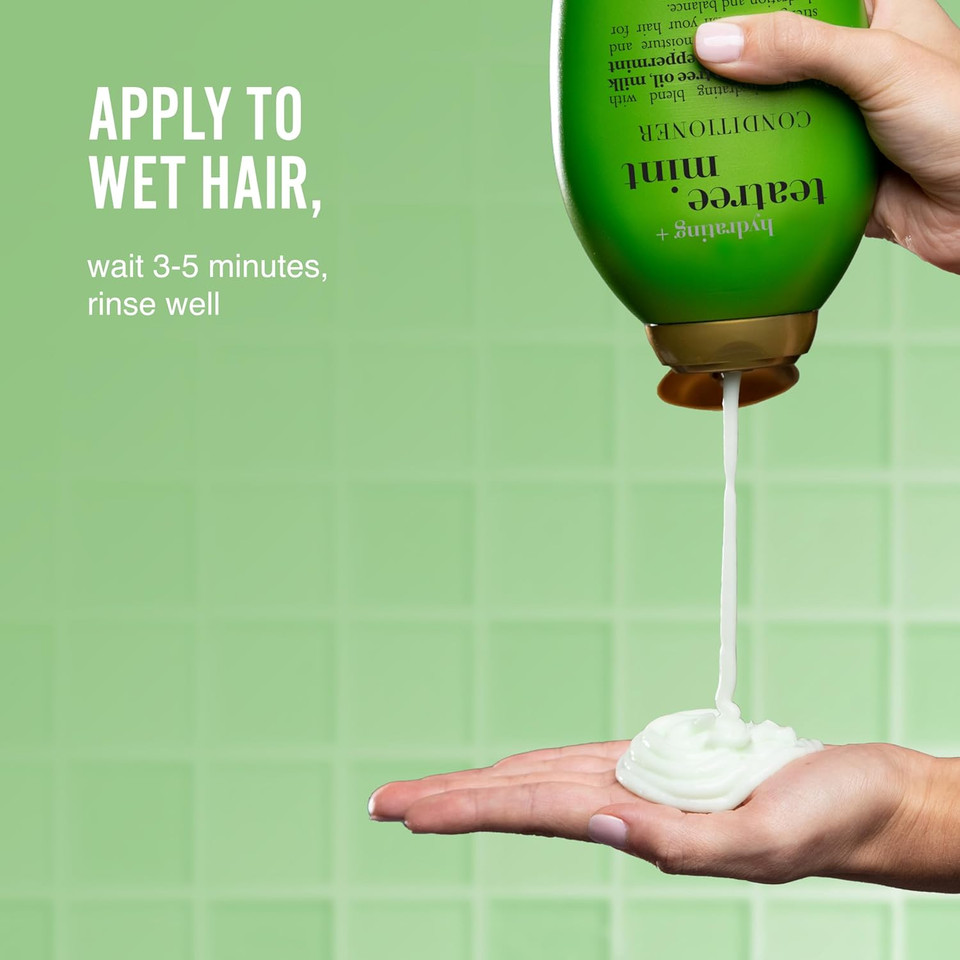 OGX Hydrating TeaTree Mint Conditioner, 13 Ounce Bottle, Hydrating and Nourishing Conditioner Infused with Australian Tea Tree Oils, Sulfate-Free Surfactants