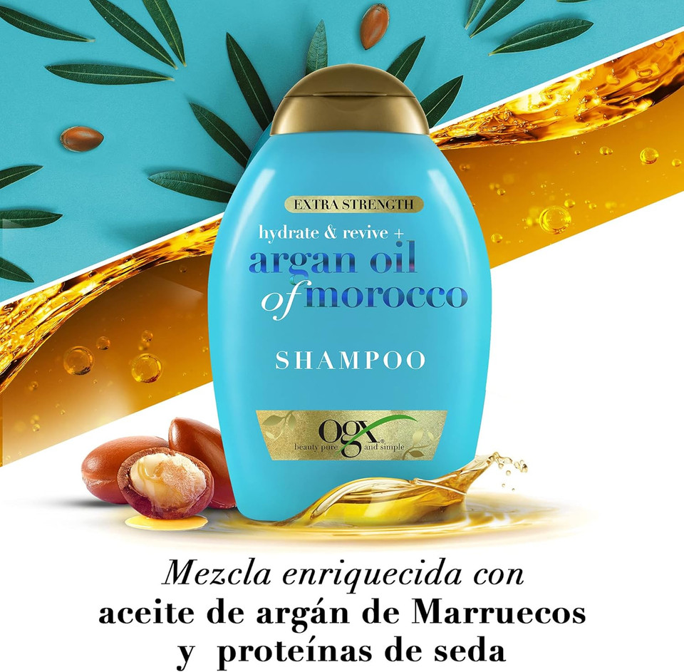 OGX Hydrate and Repair Argan Oil Shampoo for Dry, Damaged Hair 385ml (Pack of 2)