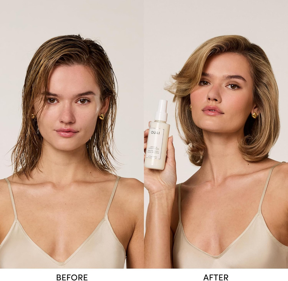 OUAI Leave In Conditioner & Heat Protectant Spray - Prime Hair for Style, Smooth Flyaways, Add Shine and Use as Detangling Spray - No Parabens, Sulfates or Phthalates -140ml