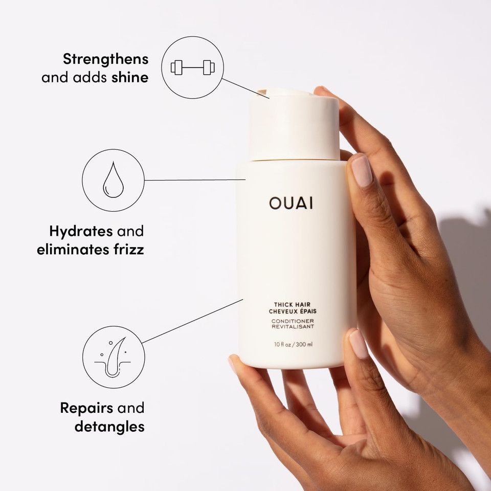 OUAI Thick Hair Conditioner Refill - Moisturizing Conditioner for Dry, Frizzy Hair - Keratin, Marshmallow Root, Shea Butter and Avocado Oil - Paraben, Phthalate and Sulfate Free Hair Care - 946ml