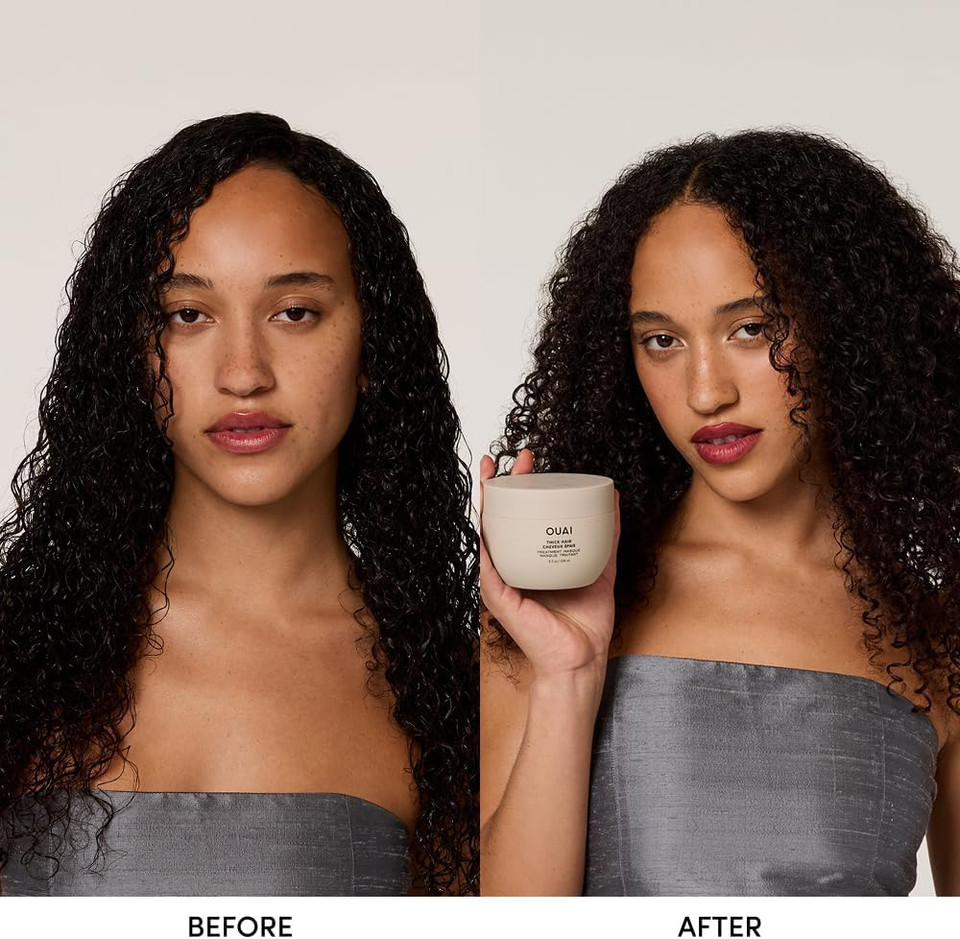 OUAI Thick Hair Treatment Masque - Almond Oil, Olive Oil & Hydrolyzed Keratin to Repair & Restore Damaged Hair - Softens, Smooths & Strengthens - Phthalate & Paraben Free Hair Masque - 236ml