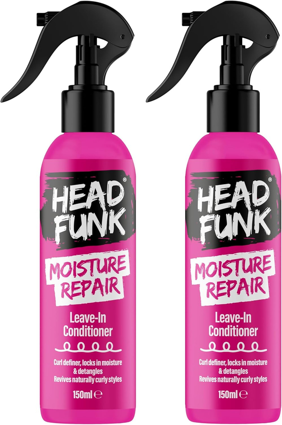 Head Funk Moisture Repair Leave In Conditioner Curl Definer - Locks in Moisture -Detangles - Revives Naturally Curly Styles - (Pack of 2) 150ml Each