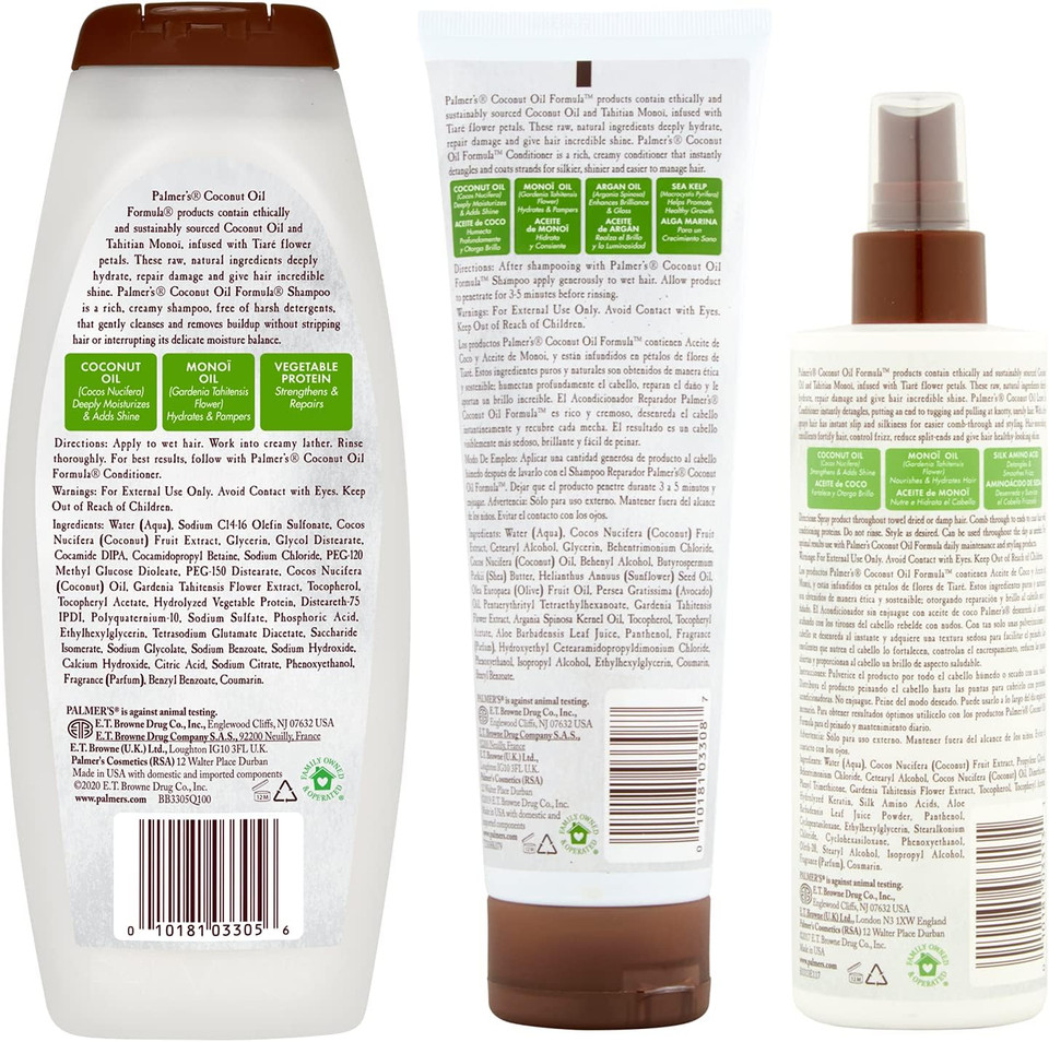 Palmer's Coconut Oil Hair Care Set | Conditioning Shampoo | Repairing Conditioner | Leave-In Conditioner