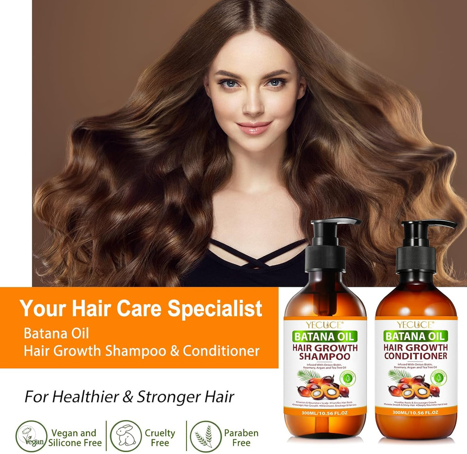 Batana Oil Shampoo and Conditioner Set - Organic Conditioning Shampoo For Strengthening and Volumizing Fine and Thinning Hair, Hair Loss Shampoo for Thickening Hair for Women and Men