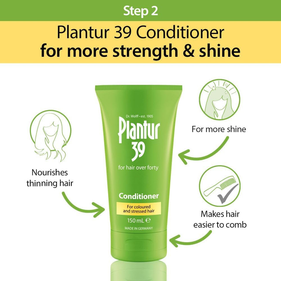 Plantur 39 Caffeine Shampoo and Conditioner Set Prevents and Reduces Hair Loss | For Coloured Stressed Hair | Unique Galenic Formula Supports Hair Growth | Set of 250ml Shampoo and 150ml Conditioner