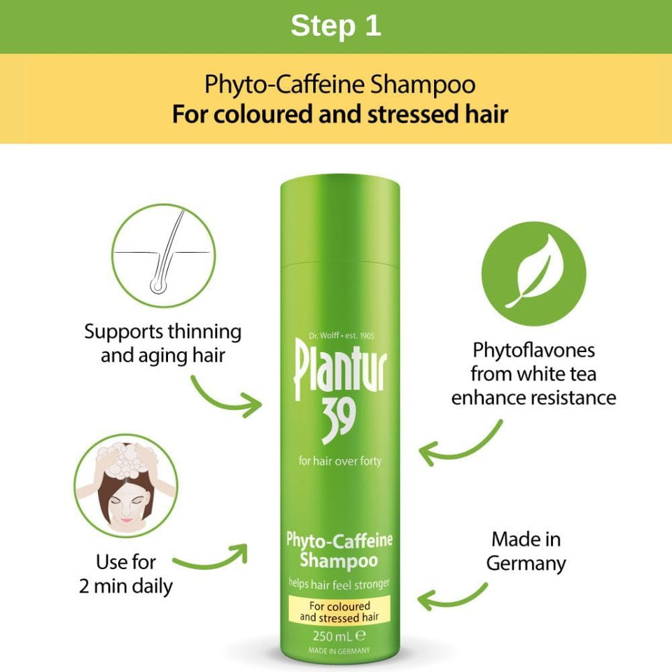 Plantur 39 Caffeine Shampoo and Conditioner Set Prevents and Reduces Hair Loss | For Coloured Stressed Hair | Unique Galenic Formula Supports Hair Growth | Set of 250ml Shampoo and 150ml Conditioner
